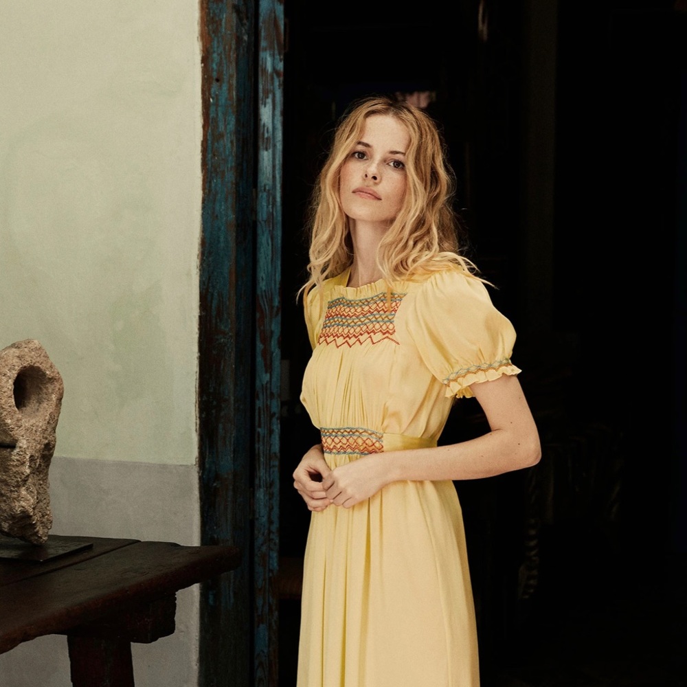 Doen Castalia yellow Silk Dress NWT M